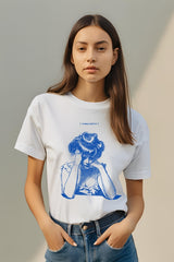 Women's Sketch Woman Portrait Half Sleeve T-shirt