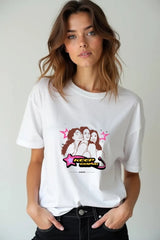 Women "Keep Going" Girl Power White Half Sleeve Tshirt