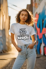 Women's Keep Going White Half Sleeve T-shirt