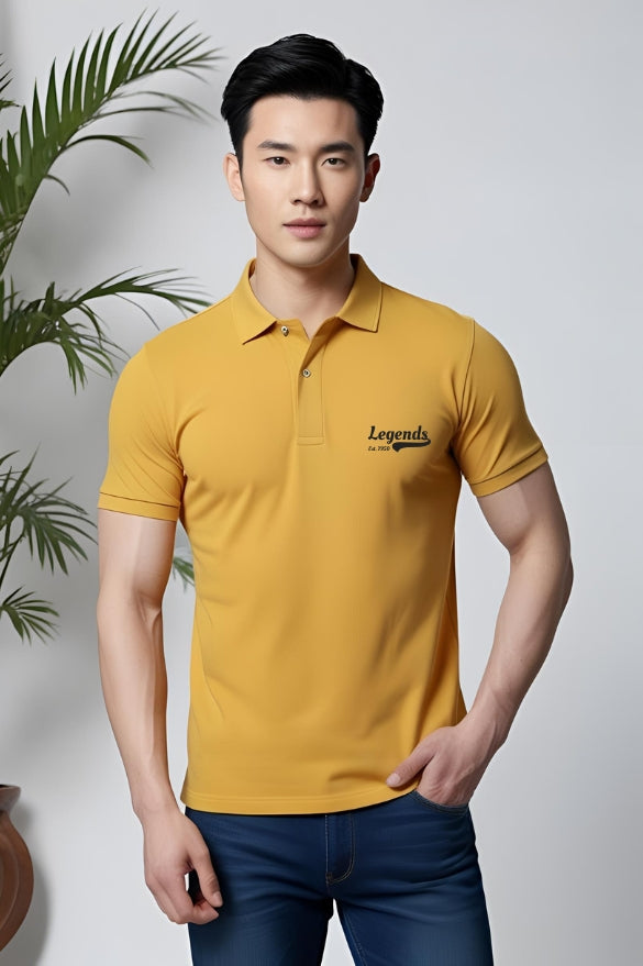 Men's "Legends" Established 1950 Mustard Yellow Polo T-shirt